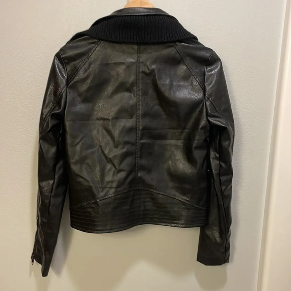 Anthropologie sweater moto faux leather jacket - Picture 5 of 8